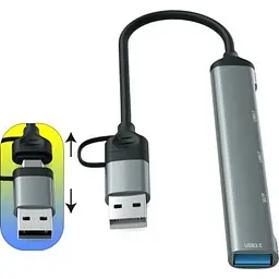 Концентратор Dynamode 5-in-1 USB Type-C/Type-A to 1хUSB3.0 2xUSB 2.0 card-reader SD/MicroSD (DM-UH-514) - мініатюра 5