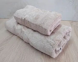 Набір турецьких бамбукових махрових рушників Cestepe 50х90+70х140 Bamboo Cicek Bej - мініатюра 3