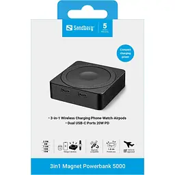 Павербанк Sandberg Magnetic Black 5 000 mAh / 20 Вт (421-28) - мініатюра 10
