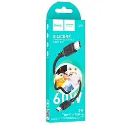 Кабель Hoco X90 Cool 60W silicone charging data cable for Type-C to Type-C Black - мініатюра 2