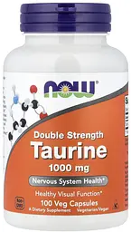 Амінокислота таурин, 1000 мг, 100 веганських капсул NOW Foods