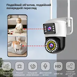 IP-камера вулична з подвійним об'єктивом XON SmartCam 4G 1080P (SCWEM22VW 3695) Біла - мініатюра 2