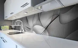 Кухонний фартух Обман зору Лінії ПВХ для декору 60х300 см Анотація Сірий Happy Pocket Z184257 - мініатюра 5