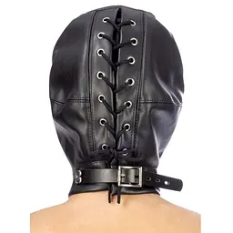 Маска Fetish Tentation Open Mouth and Eyes BDSM Hood (чорний) - мініатюра 2
