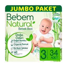 Підгузки Bebem Natural 3 midi 4-9 кг 34 шт (8690536806010) - мініатюра 2