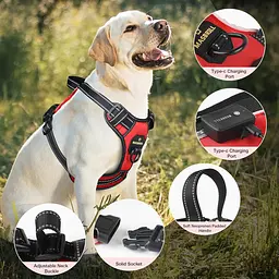 MASBRILL Led Dog Harness - перезаряджається шлейка для собак, що світиться, що світиться і світловідбивна, не тягне, регульована ш - мініатюра 3