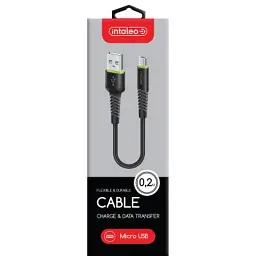Дата кабель USB 2.0 AM to Micro 5P 0.2m CBFLEXM0 black Intaleo (1283126487422) - миниатюра 2