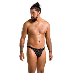 Чоловічі сліпи на шнурівці Passion 044 SLIP BEN L/XL Black, екошкіра, люверси - мініатюра 3