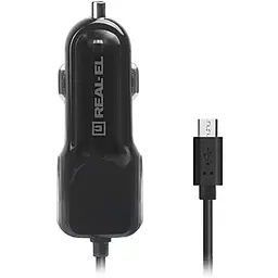 Автомобільний зарядний пристрій Real-El CA-15 (2USB, 2.1A) Black + кабель microUSB - мініатюра 3