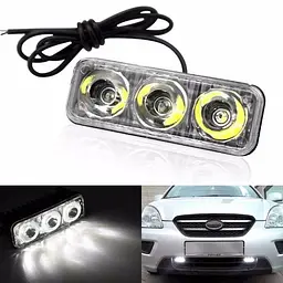 Денні ходові вогні ДХО 85x30x35 мм /9W x 3LED / корпус метал / Білі 2 шт. - мініатюра 2