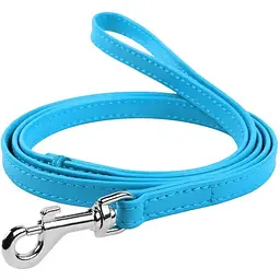 Повідець для собак Waudog Glamour, шкіряний, 122х0,9 см, блакитний