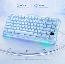 Клавіатура GravaStar Mercury K1 80 keys Kailh Cherry Pink EN BT/WL/USB Ice Blue (GSK1_BLU) - мініатюра 2