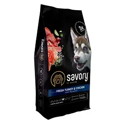 Сухий корм Savory Large Сейвори для юніорів великих порід, зі свіжою індичкою та куркою, 12 кг (арт.30211)