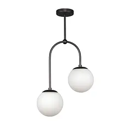 Люстра стельова Levistella 7529826-2 BK+WH, чорний метал, біле скло, сучасний стиль для дому