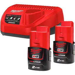 Акумулятори до електроінструменту + зарядний пристрій Milwaukee M12 NRG-202 (4933459209) [99376]