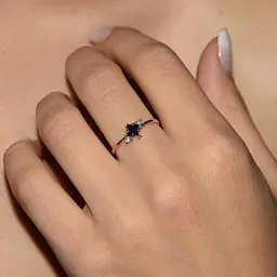 Каблучка з червоного золота з синім каменем 17 K-0207 - мініатюра 2