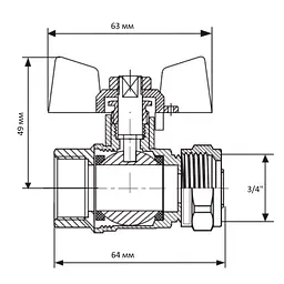Кран кульовий Koer Wing 20x3/4F (KR.352) LL1660 - мініатюра 4