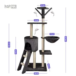 Happet Кігтеточка-будинок для котів, темно-сіра, 140x49x35 см (CT11) - мініатюра 3