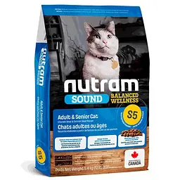 Корм холістик Nutram Sound Balanced Wellness Natural Adult & Senior Cat 5.4 кг для дорослих кішок всіх порід