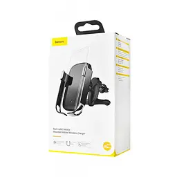 Тримач в машину з бездротовим ЗП Wireless Charger Baseus Rock-Solid Electric Holder чорний (23512) - мініатюра 2