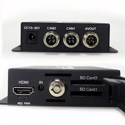 Мобільний AHD відеореєстратор на 2 камери Pomiacam HD DVR для таксі, автобусів, вантажівок, 5 Мп, SD до 128 Гб, пульт (100399) - мініатюра 3