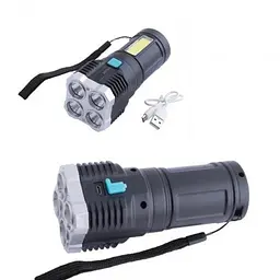 Ручной аккумуляторний фонарик X509 4LED+COB - мініатюра 3