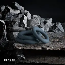 Набір ерекційних кілець Boners 3-Piece Cock Ring Set 3 шт. сірий - мініатюра 5