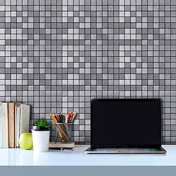 Самоклеюча алюмінієва плитка 3D Loft срібна мозаїка 300х300х3мм (1167) - мініатюра 2
