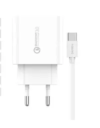 Мережевий зарядний пристрій Foneng EU46 QC3.0 Charger (1USBх3A) Білий (EU46-CH-TC) + кабель USB Type C