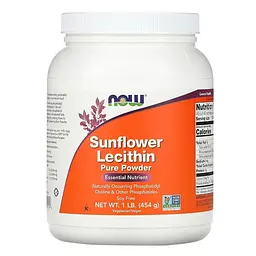 Натуральна добавка NOW Sunflower Lecithin Powder, 454 грам