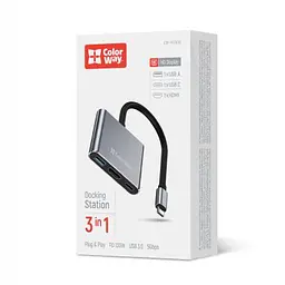 Концентратор ColorWay USB-C 3-in-1 USB 3.0 + HDMI 4K + USB-C PD100W (CW-HUB08) - мініатюра 4