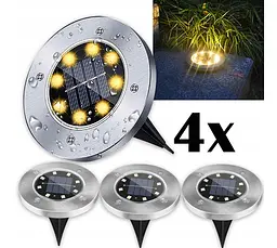 Автоматические дисковые лампы на солнечной батарее SunLam 8 led, набор 4шт