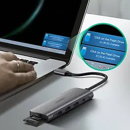 Порт-реплікатор (хаб) Ugreen 70411 6-in-1 док-станція HDMI 2xUsb3.0 TF PD 100W - мініатюра 5
