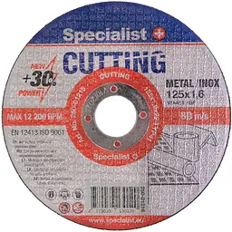Диск абразивний відрізний Specialist+ Cutting по металу/нержавіючій сталі 125x1.6x22 мм (250-01216)
