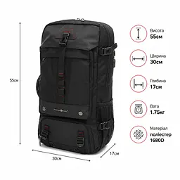 Рюкзак для ручної поклажі Snowball 24л чорний (22103-XS-Black) - мініатюра 2