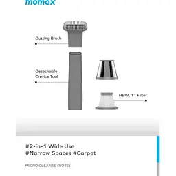 Автомобільний пилосос MOMAX Micro Cleanse RO3E рожевий/сірий [173805] - мініатюра 9