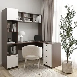 Кутовий письмовий стіл з полицями та шухлядами 1800х1690x1190 мм Венге Магія/Білий