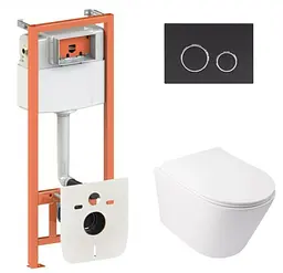 Набір Qtap Nest 4 в 1 підвісний унітаз Swan Ultra Quiet 485x360x320 + комплект інсталяції QT16335179W45150 - мініатюра 1