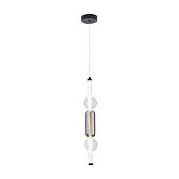 Світильник підвісний LED Levistella 788P39314 BK+CL+AM, 7W, 4000K, чорний метал + скло + дерево, вінтажний стиль для вітальні - мініатюра 2