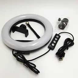Кільцева LED лампа 20 см 10W з тримачем для телефону селфі кільце блогера 3 режими свічення