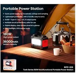 Портативна електростанція Remax Tank Series 150W Power Station RPP-325 36000mAh 3USB/Type-C/DC/AC RPP-325 - мініатюра 3