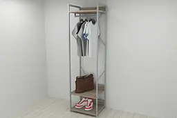 Шафа Гардероб Уні секція 1 серії Конект Ferrum-decor 220x60x50см Сірий метал ДСП Дуб Сонома Трюфель 32 мм (FRD-104506)