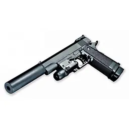 Страйкбольний пістолет Galaxy Colt M1911 Hi-Capa з глушником та прицілом, G6A