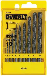 Набір свердел по металу HSS-R 1-10мм кейс 10шт DeWALT hoz0013202