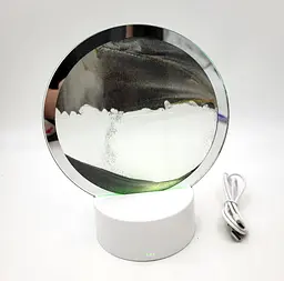 Настільна LED лампа нічник RGB пісочний годинник Картина рухомий пісок USB світильник UKC 3D Sandscape чорний - мініатюра 3