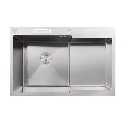 Кухонна мийка Mixxus MH7849L-HK Nano-Silver з н.ст "Глибоке крило" з підставкою під ножі MX1935, Нержавіюча сталь