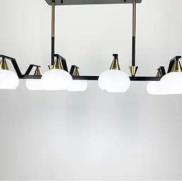 Витончена люстра в чорному корпусі з білими плафонами Line.F Кількість ламп 6 - мініатюра 8