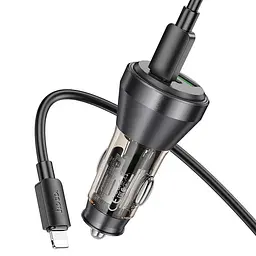 Зарядний пристрій - Автоадаптер на 3 виходи - Hoco NZ12D Lucky 60 W з кабелем USB-C - Lightning