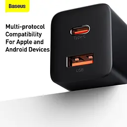 Зарядний пристрій Baseus Super Si 30 W 1 USB-C PD вихід блок адаптер чорні - мініатюра 6