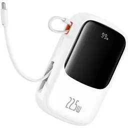 Зовнішній акумулятор Baseus Qpow Pro+ 20000mAh 22.5W із вбудованим кабелем USB-C білий P10067103213-00 - мініатюра 4